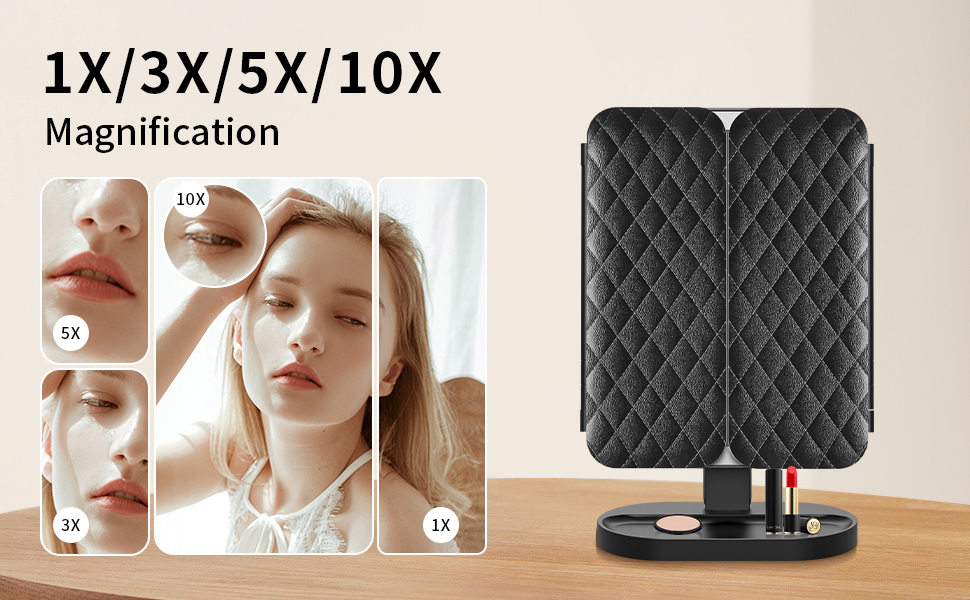 "Espejo LED HD Trifold Luxe: Ilumina tu Belleza con Elegancia"